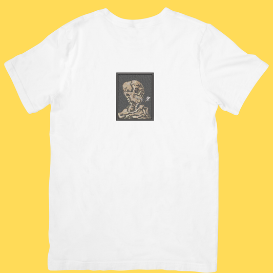 Tricou brodat Skull of a Skeleton with Burning Cigarette by Van Gogh