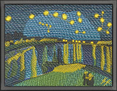 Tricou brodat Starry Night over the Rhone
