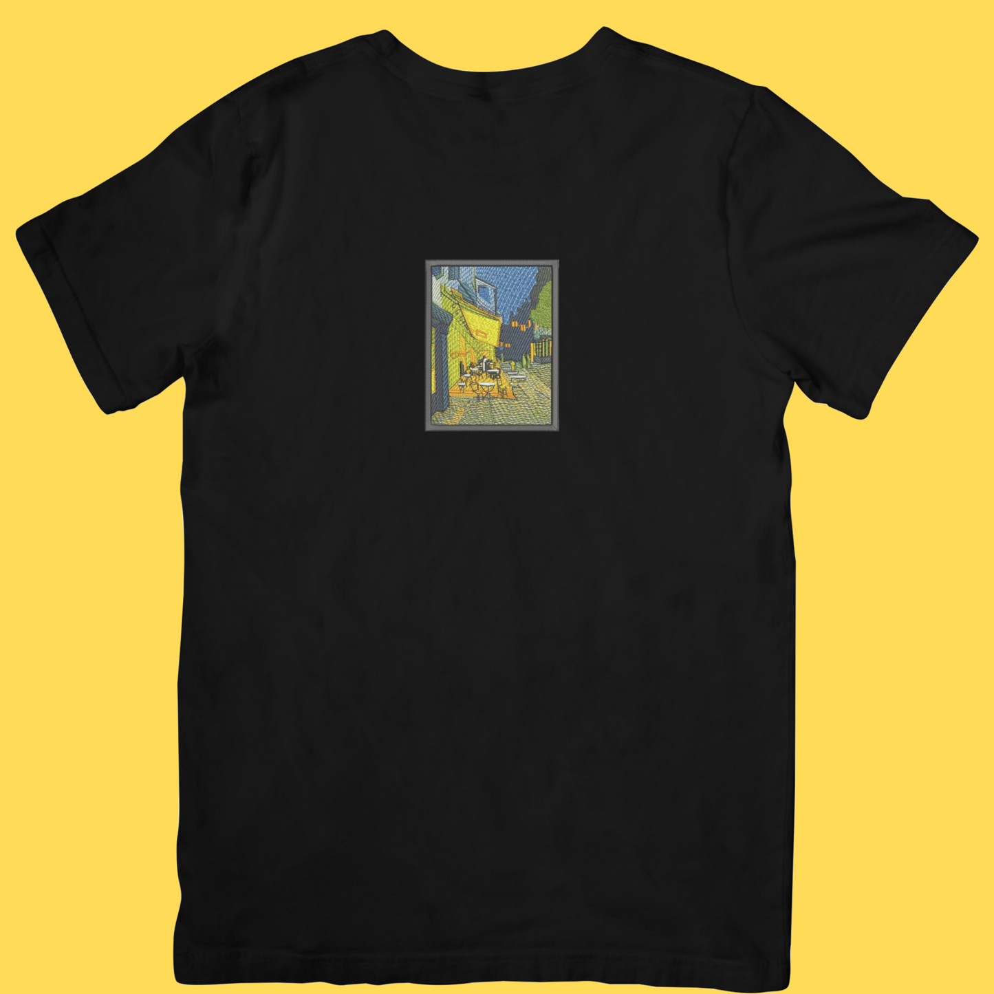 Tricou brodat Café Terrace at Night by Van Gogh