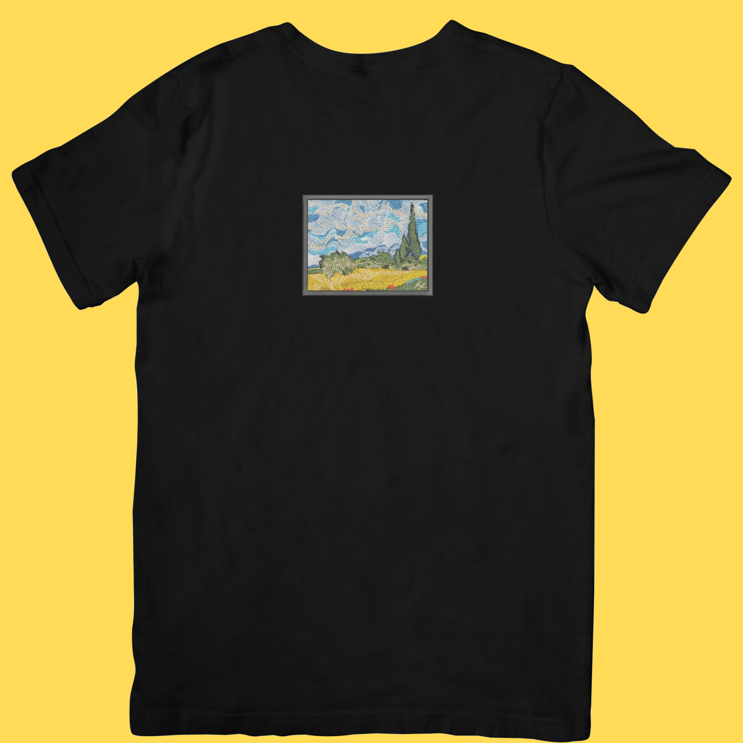 Tricou brodat Wheat Field with Cypresses by Van Gogh