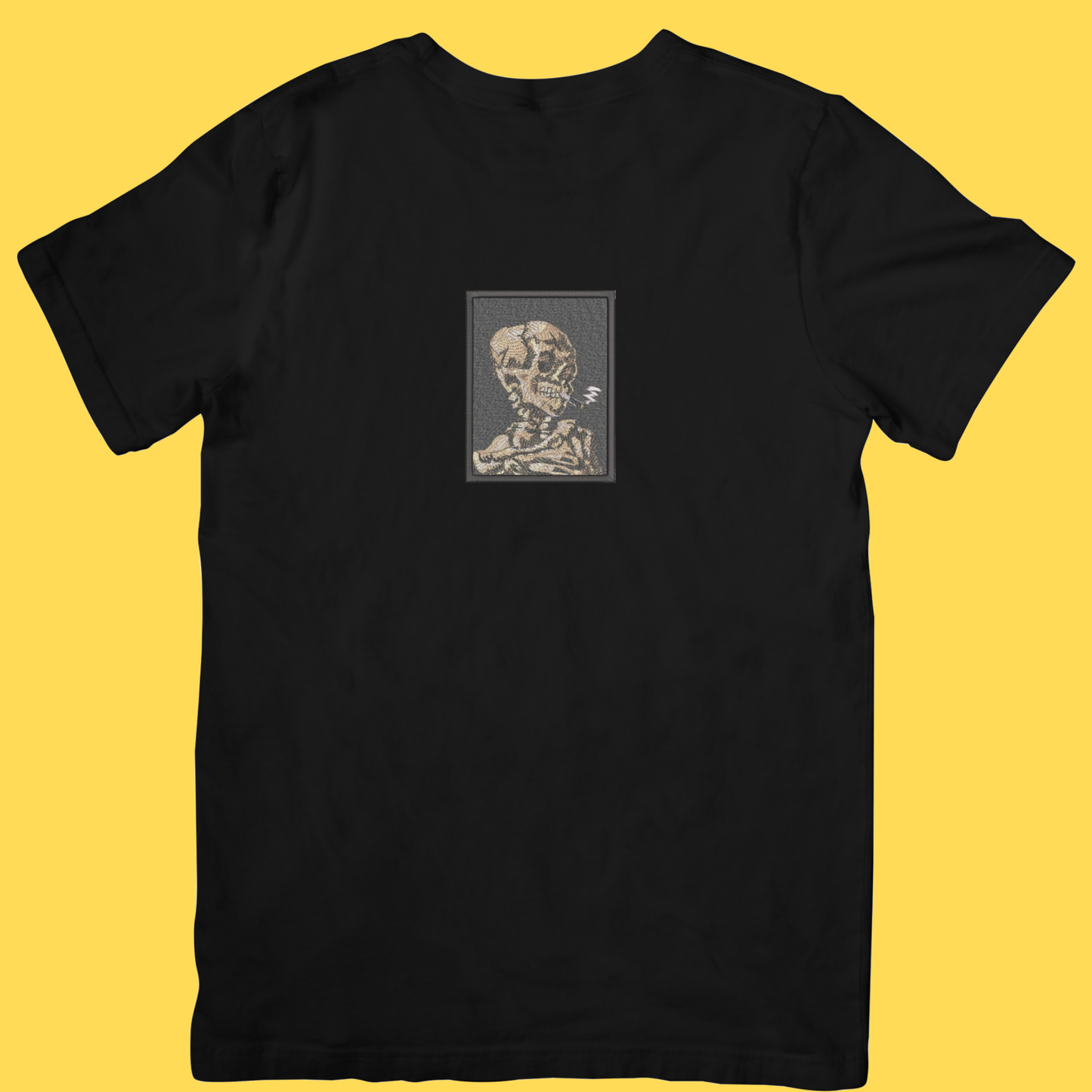 Tricou brodat Skull of a Skeleton with Burning Cigarette by Van Gogh
