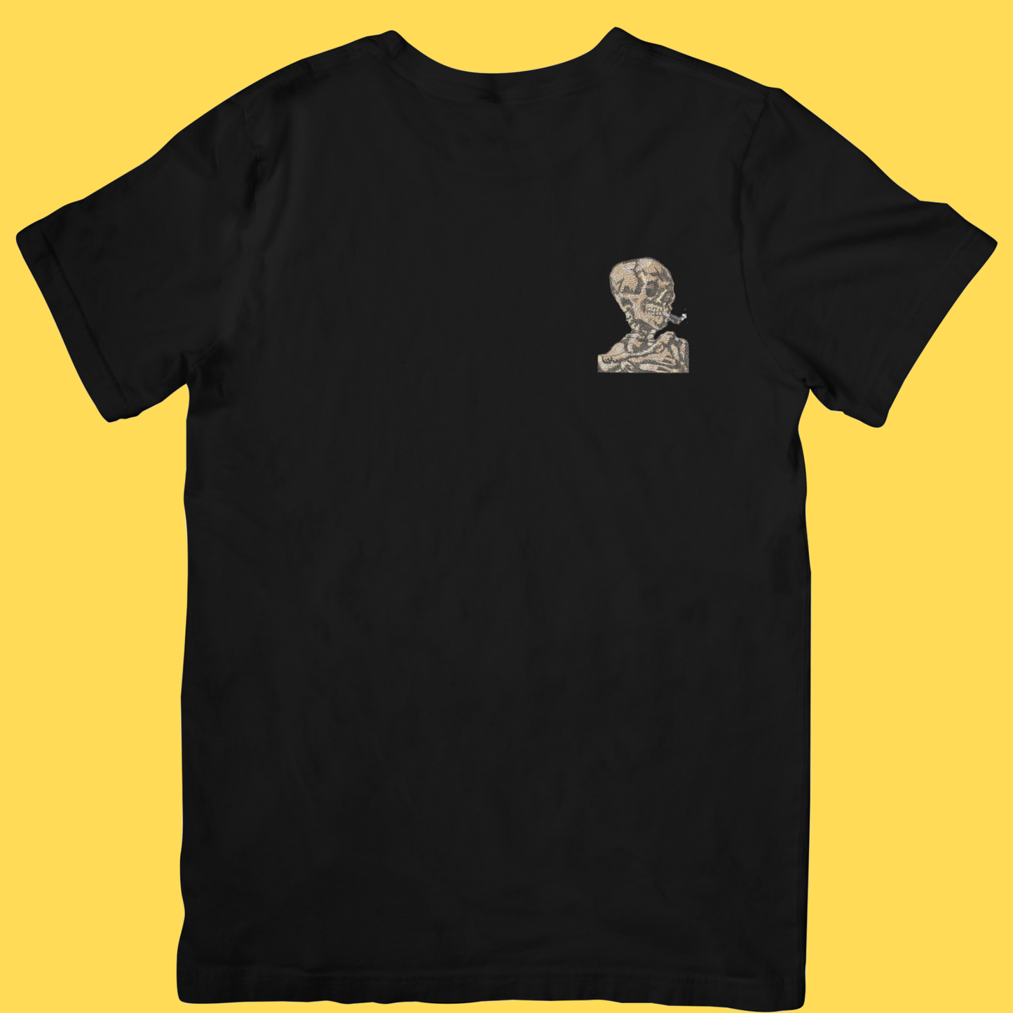 Tricou brodat Skull of a Skeleton with Burning Cigarette by Van Gogh