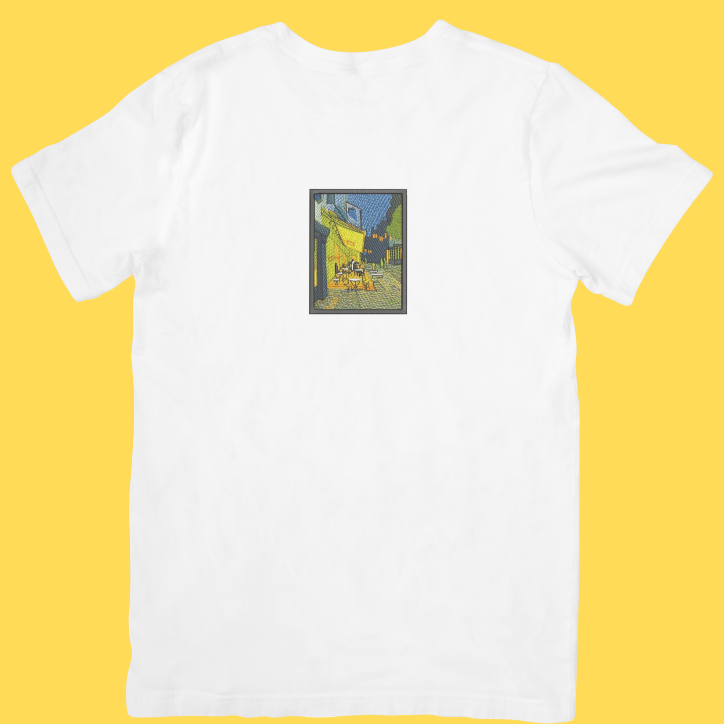 Tricou brodat Café Terrace at Night by Van Gogh