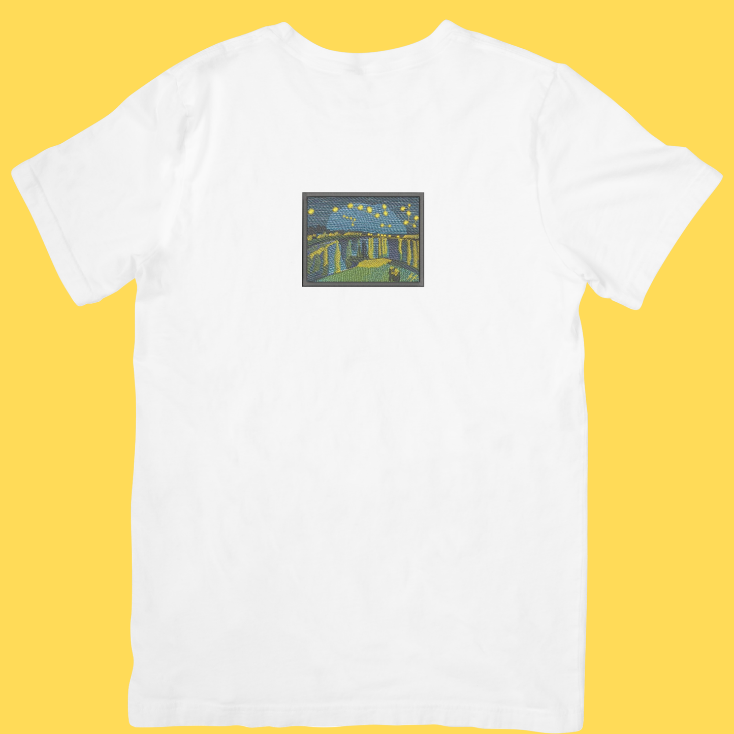 Tricou brodat Starry Night over the Rhone