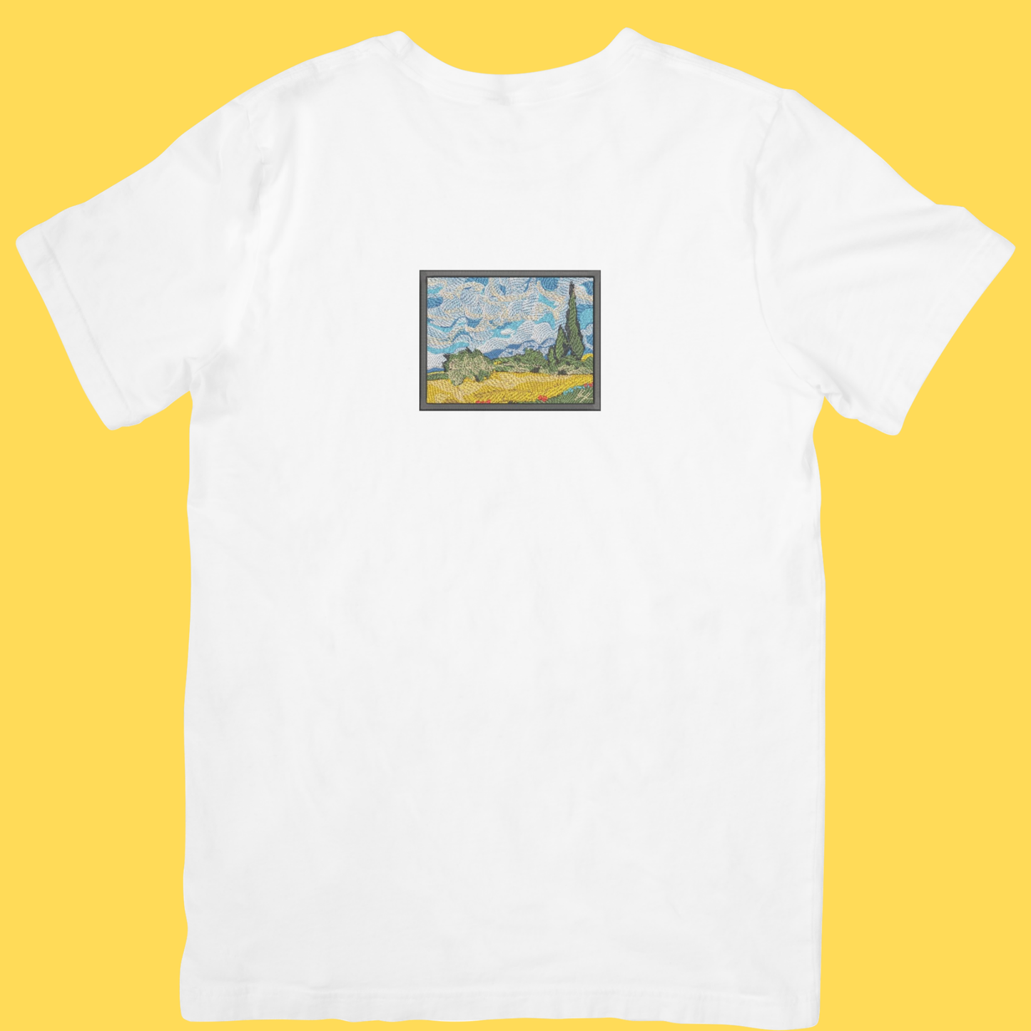 Tricou brodat Wheat Field with Cypresses by Van Gogh