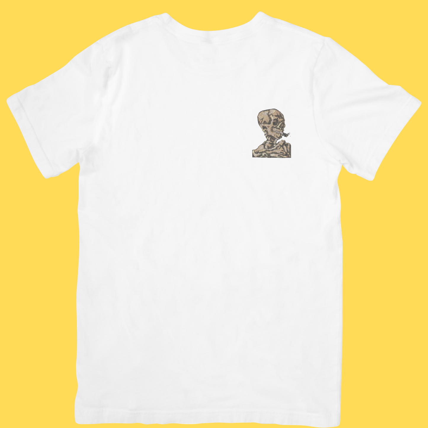 Tricou brodat Skull of a Skeleton with Burning Cigarette by Van Gogh